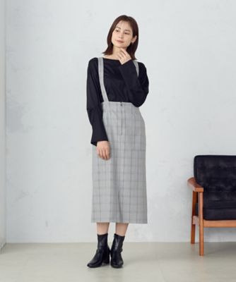 ＜COMME CA ISM (Women)＞ポリエステルレーヨングレンチェック　サスペンダー付きスカート　／　セットアップ対応（１２５０ＦＩ０８）