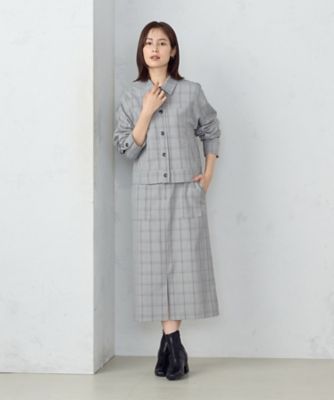 ポリエステルレーヨングレンチェック　サスペンダー付きスカート　／　セットアップ対応（１２５０ＦＩ０８）