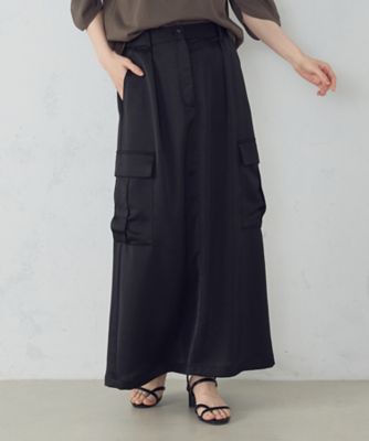 ＜COMME CA ISM (Women)＞ポリエステルマットサテン　カーゴスカート（１２５０ＦＫ１１）