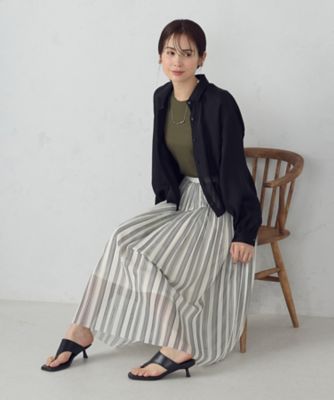 ＜COMME CA ISM (Women)＞ストライプチュールプリーツスカート（１２５０ＦＫ１６）