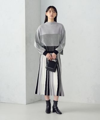 マルチストライプ配色ニットスカート ／ セットアップ対応