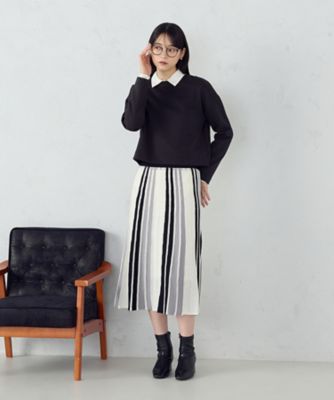マルチストライプ配色ニットスカート ／ セットアップ対応