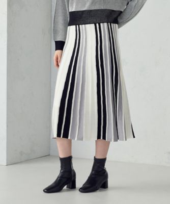 マルチストライプ配色ニットスカート ／ セットアップ対応