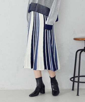 マルチストライプ配色ニットスカート ／ セットアップ対応