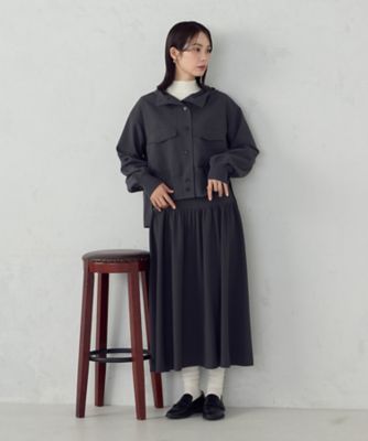 【Comme ca Mature】総刺繍 ギャザー ロングスカート ネイビー F ギャザースカート ／ セットアップ対応（1250FO05） | COMME