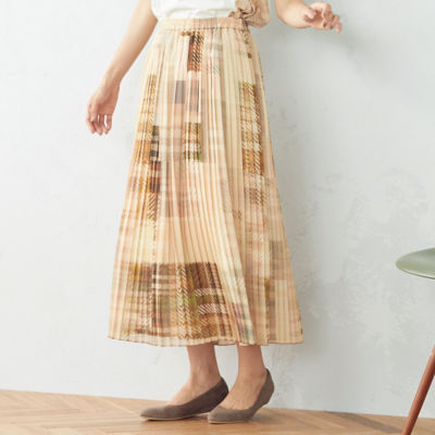 【セットアップ対応】 モザイクチェックプリントプリーツスカート 