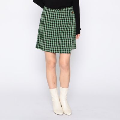 【SALE】COMME CA ISM (Women)/コムサ イズム 千鳥ツイード ラップ ショートパンツ(1252PE04) グリーン×ブラック 【三越伊勢丹/公式】