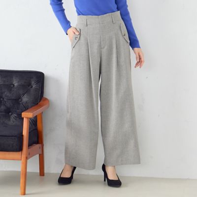 ＜COMME CA ISM (Women)＞ヘリンボーン　ワイドパンツ（１２５２ＰＥ１０）