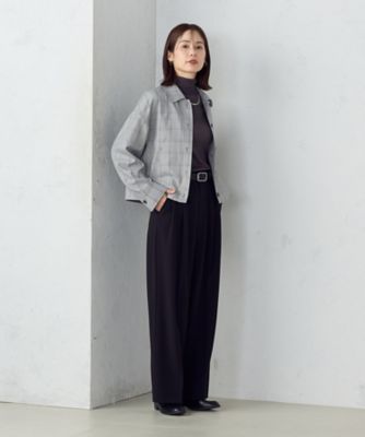 ポリエステルレーヨン　ストレッチ　タックワイドパンツ（１２５２ＰＩ０５）