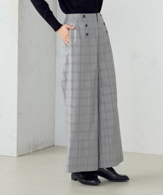 ポリエステルレーヨングレンチェック ワイドパンツ ／ セットアップ