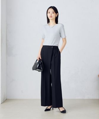 ポリエステルレーヨンストレッチラップ風ワイドパンツ（１２５２ＰＫ０２）