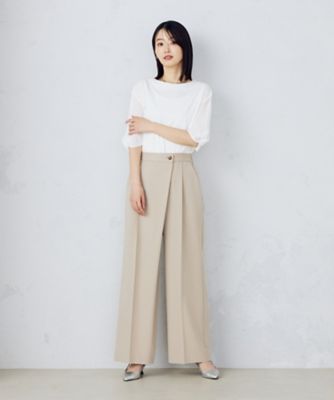ポリエステルレーヨンストレッチラップ風ワイドパンツ（１２５２ＰＫ０２）