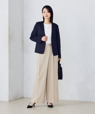 ポリエステルレーヨンストレッチラップ風ワイドパンツ（１２５２ＰＫ０２）