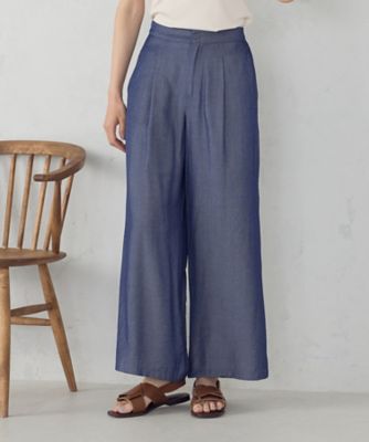 ＜COMME CA ISM (Women)＞【セットアップ対応】デニムライクシャンブレー　サイドパネル　ワイドパンツ（１２５２ＰＭ０１）