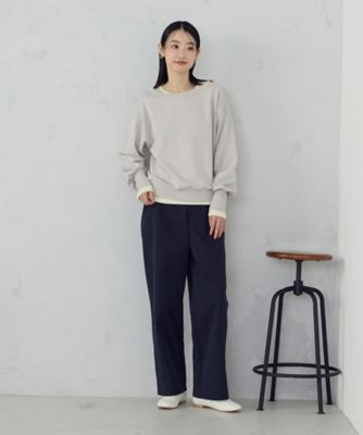 コットンナイロンツイル ワイドテーパードチノパンツ