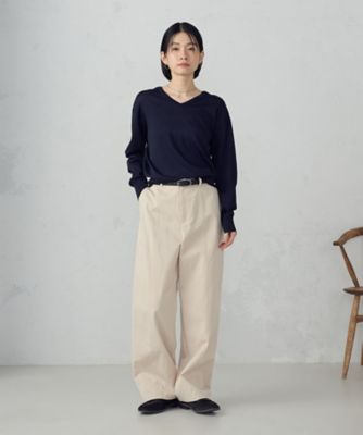コットンナイロンツイル ワイドテーパードチノパンツ