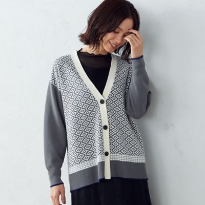 ＜COMME CA ISM (Women)＞ジャカード　カーディガン（１２５７ＫＡ０９）