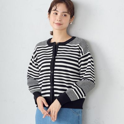 ＜COMME CA ISM (Women)＞ランダムボーダー　カーディガン（１２５７ＫＧ０２）