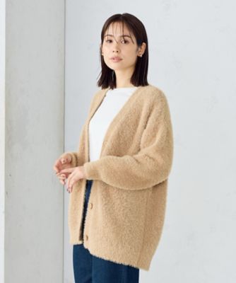 美品 アルパカ50% R-ISM リズム ロングニットカーディガン シャギー セール】 アルパカシャギー ニット カーディガン （ニット