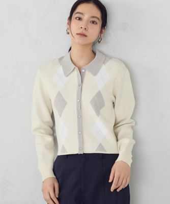 ＜COMME CA ISM (Women)＞アーガイル襟付きカーディガン（１２５７ＫＯ０２）