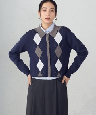 time is on 襟付き カーディガン タイムイズオン 試着のみ 美品 アーガイル襟付きカーディガン（1257KO02） | COMME CA ISM