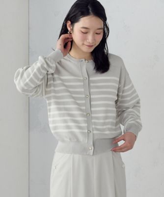 ＜COMME CA ISM (Women)＞パネルボーダー　ニットカーディガン（１２５７ＫＯ０４）