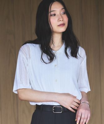 ＜COMME CA ISM (Women)＞【ウォッシャブル】メッシュ　ニットシャツ（１２５７ＫＯ０６）