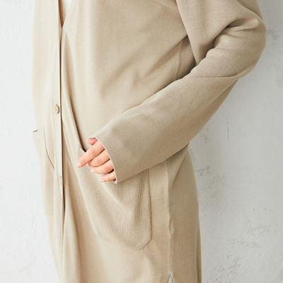 新しい到着 LGB☆レザースリーブ ロングニットカーディガン LGB