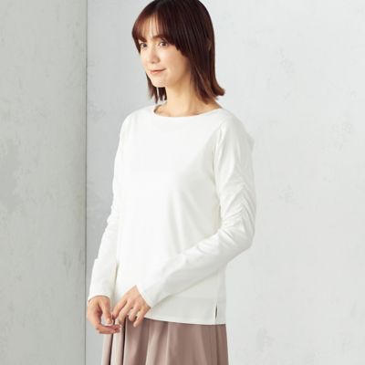 ＜COMME CA ISM (Women)＞《前後２ＷＡＹ》デザインスリーブ　Ｔシャツ　（１２６０ＣＣ０２）