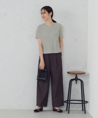 ボックスシルエット　クロップ丈ボーダーＴシャツ（１２６０ＣＫ０２）