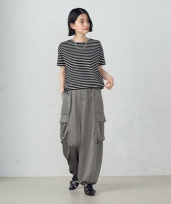 ボックスシルエット　クロップ丈ボーダーＴシャツ（１２６０ＣＫ０２）