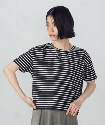 ボックスシルエット　クロップ丈ボーダーＴシャツ（１２６０ＣＫ０２）