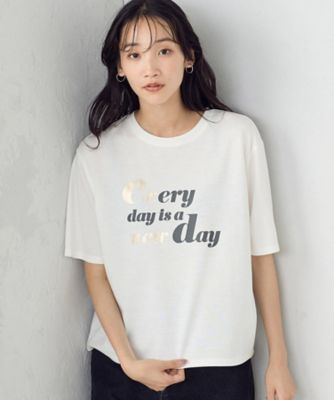 ＜COMME CA ISM (Women)＞速乾　箔プリント　Ｔシャツ（１２６４ＣＩ０３）