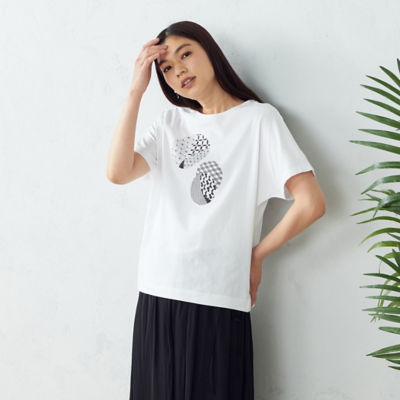 ＜COMME CA ISM (Women)＞和柄　プリントＴシャツ（１２６４ＣＹ０２）