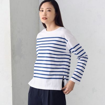 ＜COMME CA ISM (Women)＞パネルボーダー　ロングＴシャツ（１２６８ＣＣ０４）