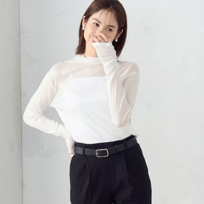 mame kurogouchi シアーハイネックトップス ホワイト（シアー