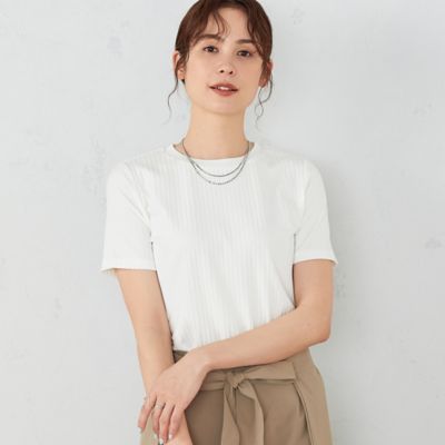 ＜COMME CA ISM (Women)＞リブ半袖Ｔシャツ（１２６８ＣＧ１８）