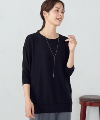 ＜COMME CA ISM (Women)＞きらきらラメ　５分袖　ドルマンスリーブカットソー（半袖）（１２６８ＣＩ１０）
