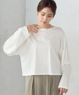 ＜COMME CA ISM (Women)＞袖デザイン　クロップドＴシャツ（長袖）（１２６８ＣＩ１４）