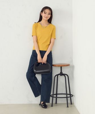 アンサンブル対応】クロップド丈 リブTシャツ
