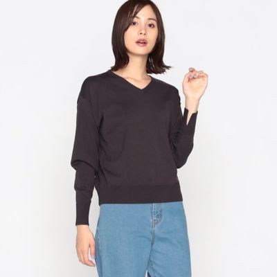 ＜COMME CA ISM (Women)＞マシンウォッシャブル　ベーシック　Ｖネックニット（１２７４ＫＥ０２）