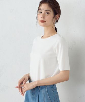 ＜COMME CA ISM (Women)＞【ＵＶカット】　ベーシック　五分袖　ニット（１２７４ＫＧ０４）