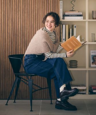 ウォッシャブル】ベーシック ボーダー ハイネックニット