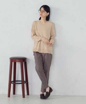 ウォッシャブル】ベーシック Vネックオーバーサイズニット