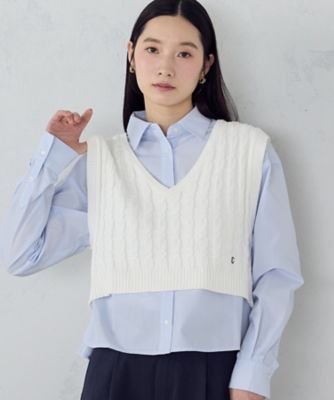 ＜COMME CA ISM (Women)＞ケーブル　Ｖネックベスト（１２７４ＫＯ０８）