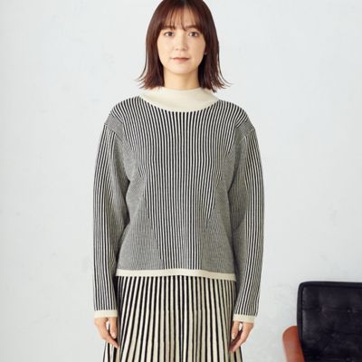 【セットアップ対応】配色ストライプ　ハイネックニット（１２７６ＫＡ１３）
