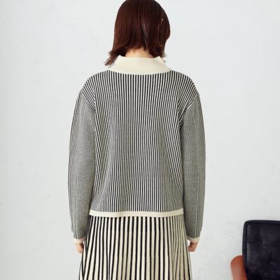 【セットアップ対応】配色ストライプ　ハイネックニット（１２７６ＫＡ１３）