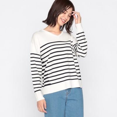 ＜COMME CA ISM (Women)＞パネルボーダーニット（１２７６ＫＥ０６）