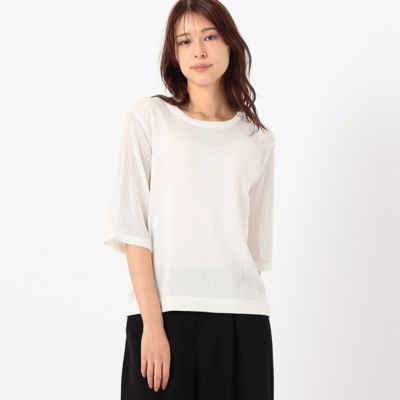 ＜COMME CA ISM (Women)＞シアースリーブ５分袖ニット（１２７６ＫＧ１２）