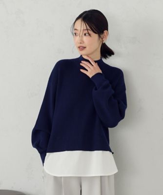 【マシンウォッシャブル】シャツレイヤード風　ドッキングニット（１２７６ＫＫ０４）